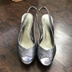 Guess Glitter Slingback Heels size 6.5